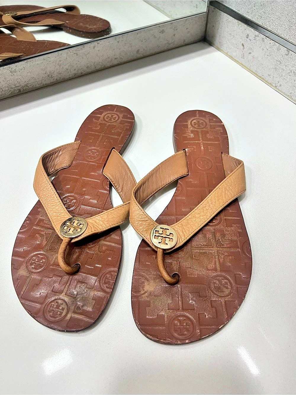 Tory Burch Miller Leather Sandals Brown US 7